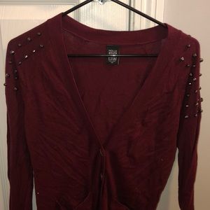 Maroon Cardigan w/ Studded Shoulders PacSun/Nollie